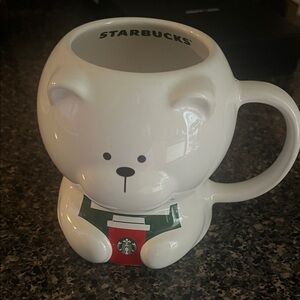 Starbucks White and Green Bear Mug, New